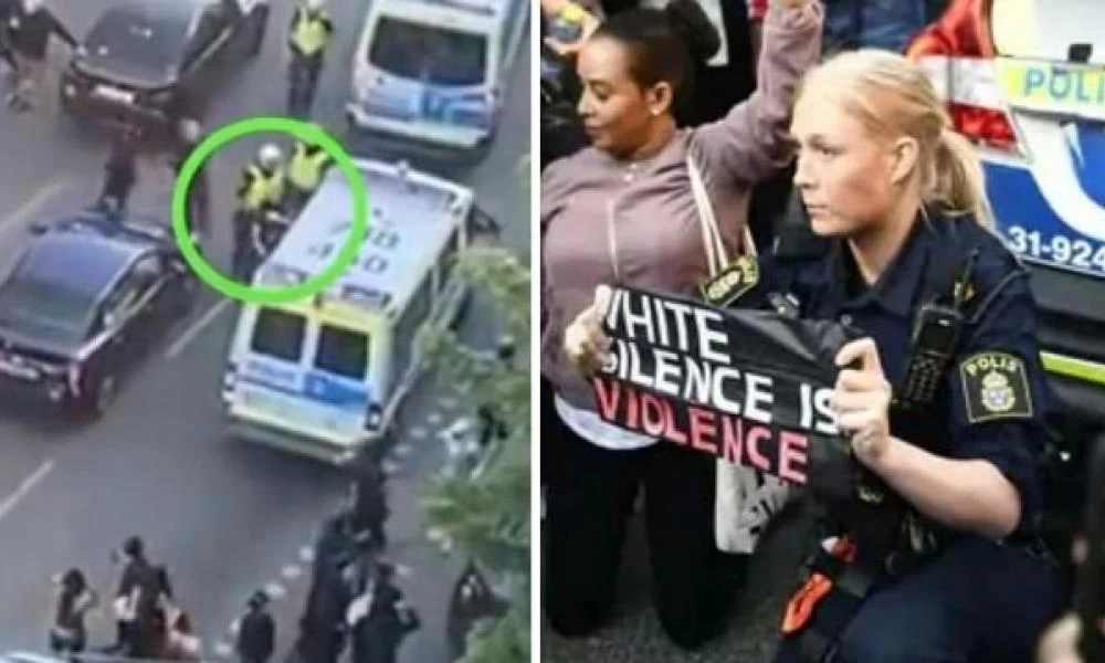 Στημένο (;) το περιστατικό με την γονατιστή αστυνομικίνα (ΒΙΝΤΕΟ)